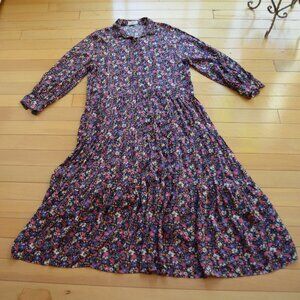 Natural Life Maxi Dress Black Pink Floral Dress Size Large